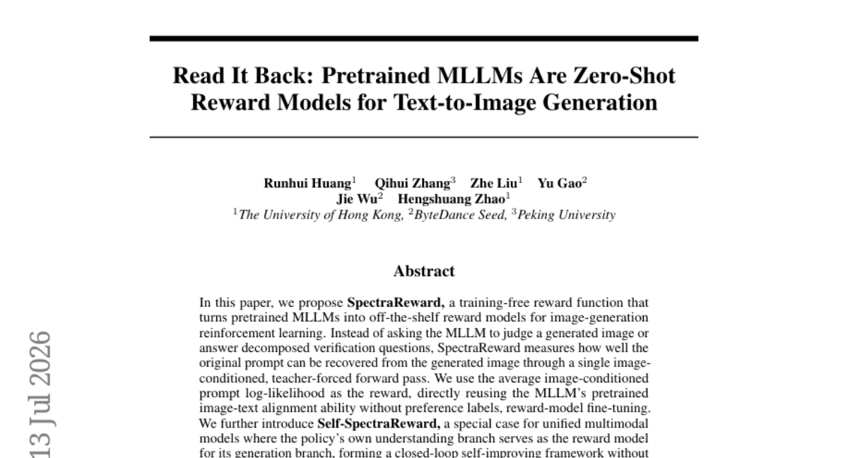 Read It Back: How Pretrained MLLMs Became Zero-Shot Reward Models for Image Generation